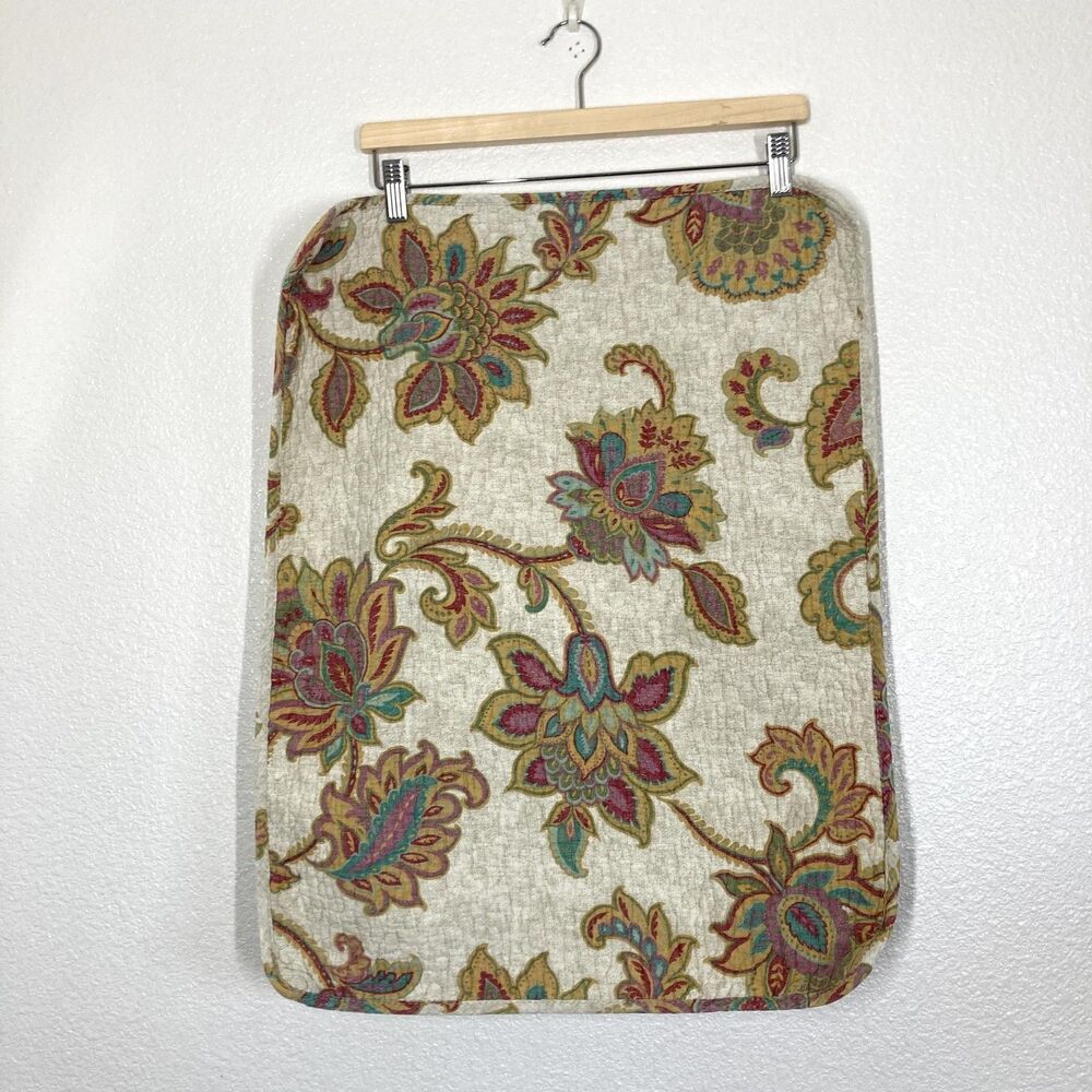 Valerie Bertinelli Pillow Cover Beige Floral retro Slipcover 19x24"